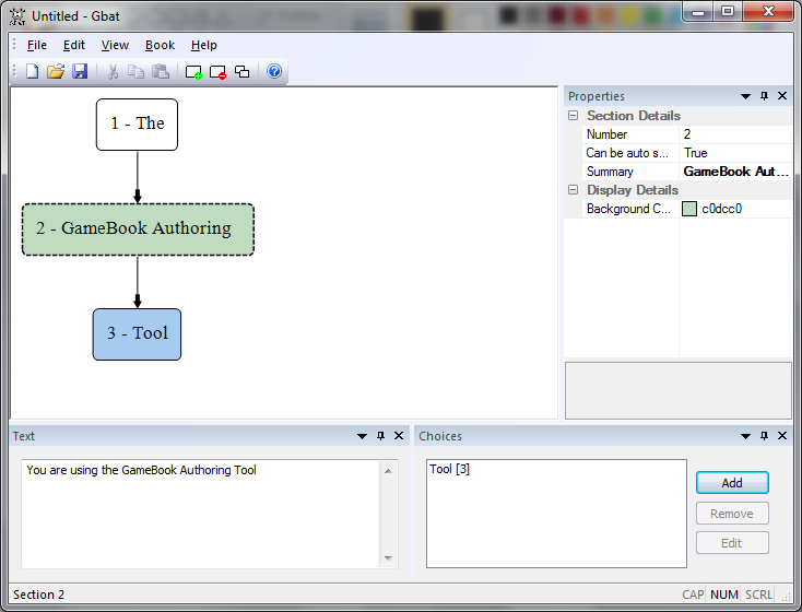 The GameBook Authoring Tool 1.8