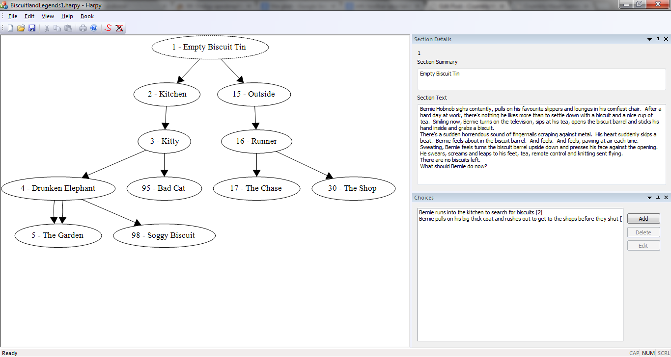 Screenshot of the GameBook Authoring Tool